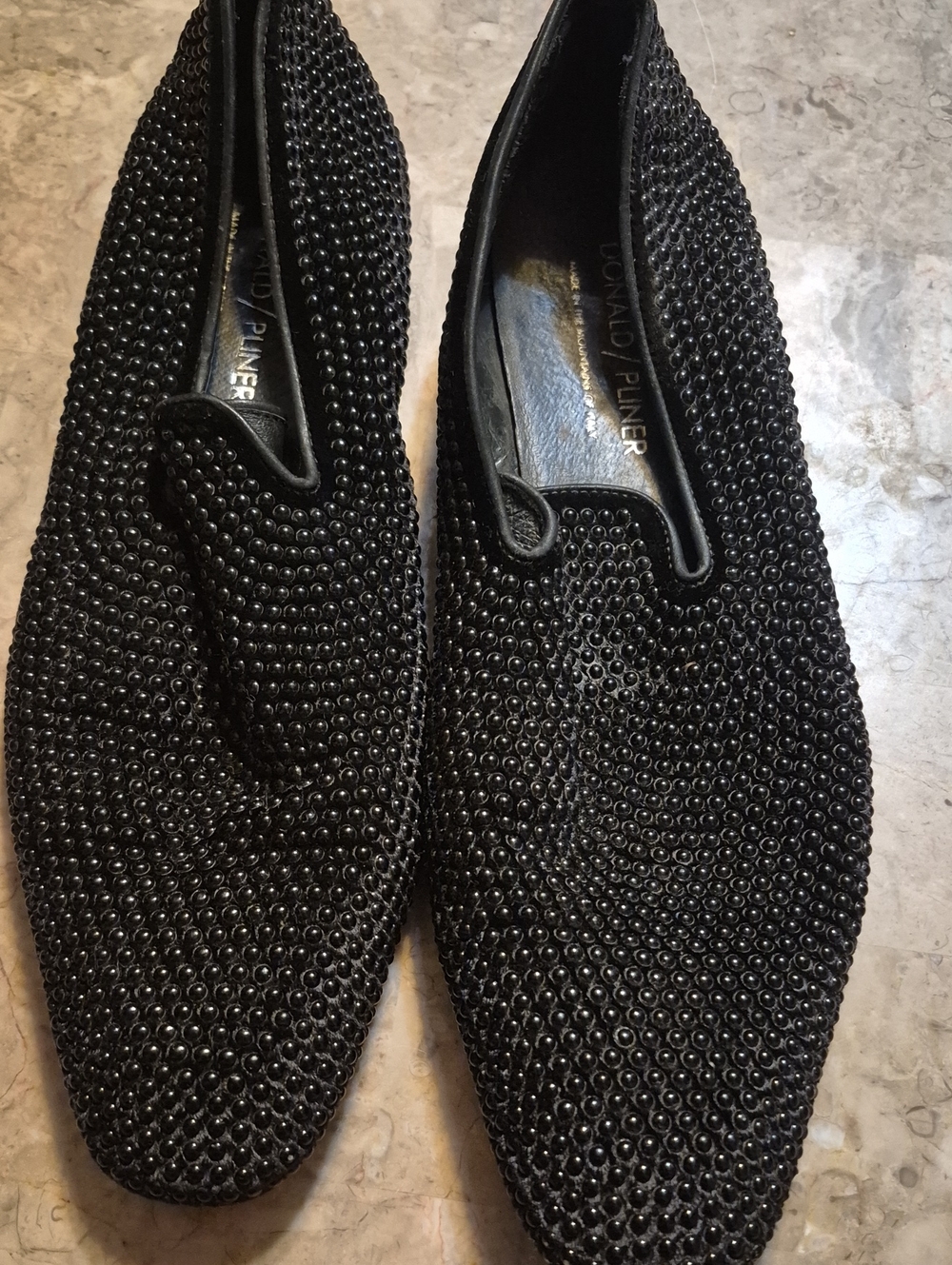 Black Beaded Men’s Slip-On Dress Shoes